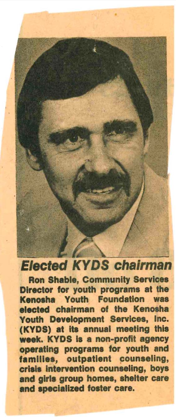 News clipping about Ron Shable being elected KYDS chairman.